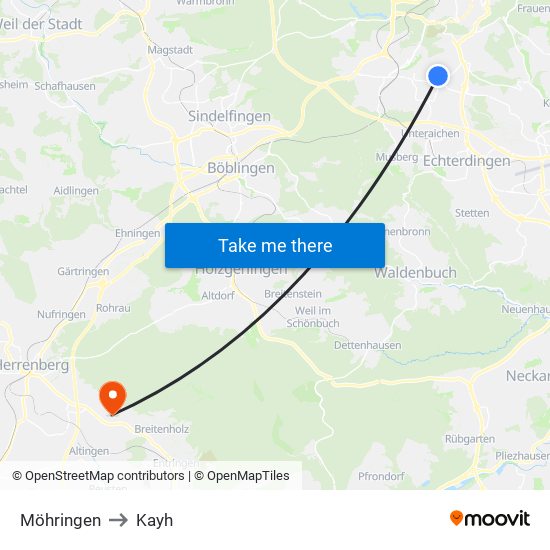 Möhringen to Kayh map