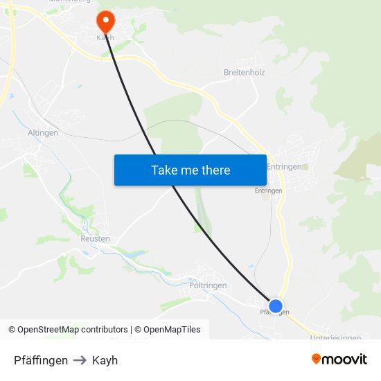 Pfäffingen to Kayh map