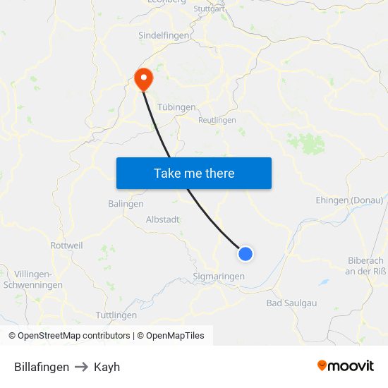 Billafingen to Kayh map