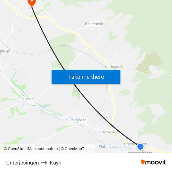 Unterjesingen to Kayh map