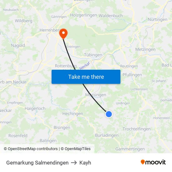 Gemarkung Salmendingen to Kayh map