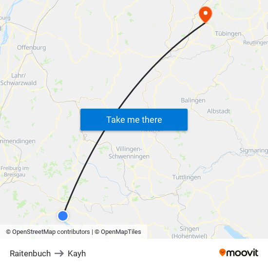 Raitenbuch to Kayh map