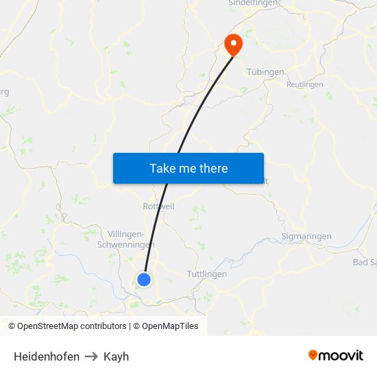 Heidenhofen to Kayh map