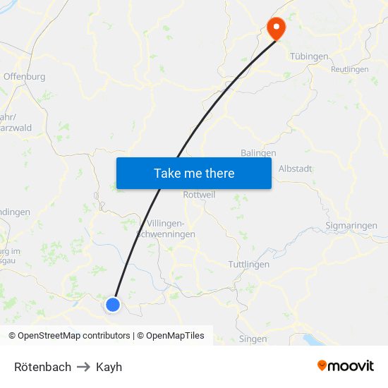 Rötenbach to Kayh map