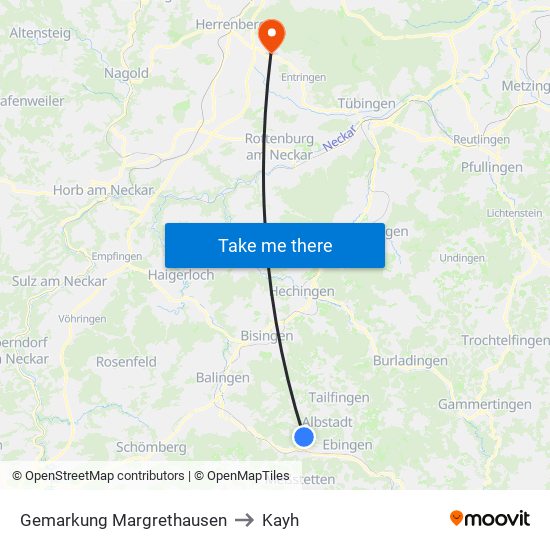 Gemarkung Margrethausen to Kayh map