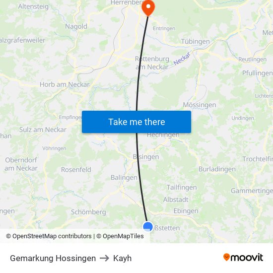 Gemarkung Hossingen to Kayh map