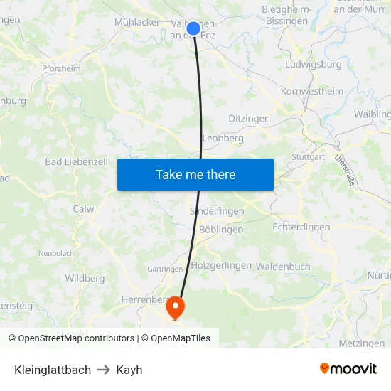 Kleinglattbach to Kayh map