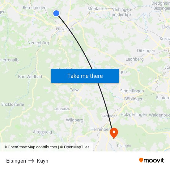 Eisingen to Kayh map
