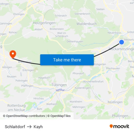 Schlaitdorf to Kayh map