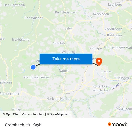 Grömbach to Kayh map