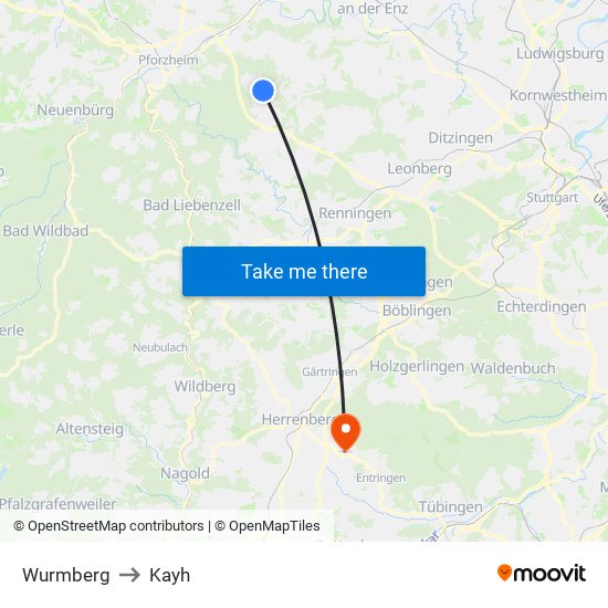 Wurmberg to Kayh map
