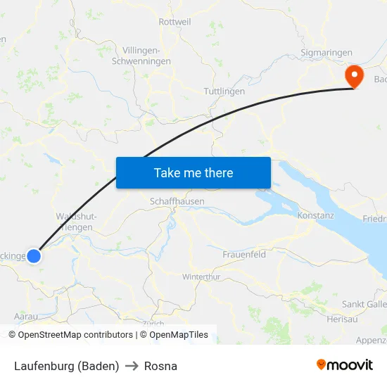Laufenburg (Baden) to Rosna map