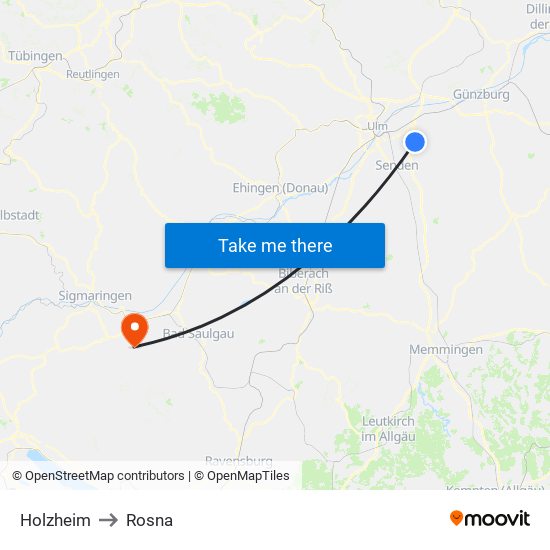 Holzheim to Rosna map