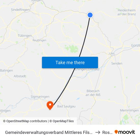 Gemeindeverwaltungsverband Mittleres Fils-Lautertal to Rosna map