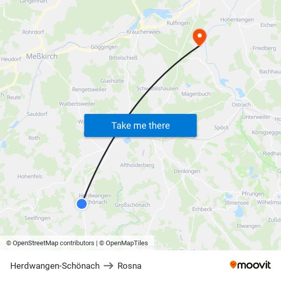 Herdwangen-Schönach to Rosna map