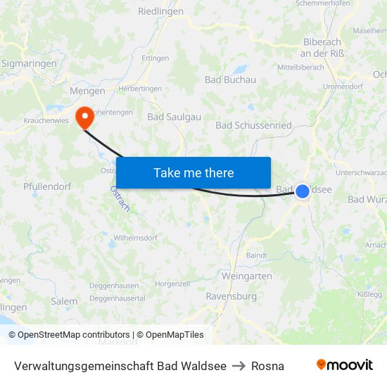 Verwaltungsgemeinschaft Bad Waldsee to Rosna map