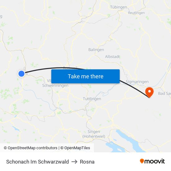 Schonach Im Schwarzwald to Rosna map