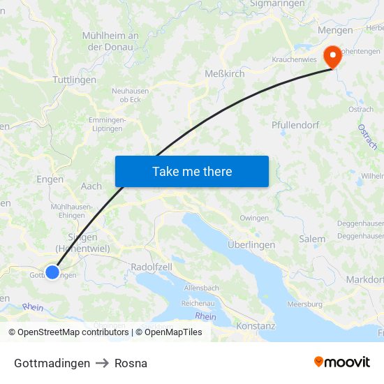 Gottmadingen to Rosna map