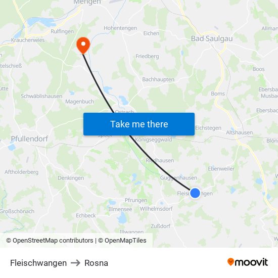 Fleischwangen to Rosna map