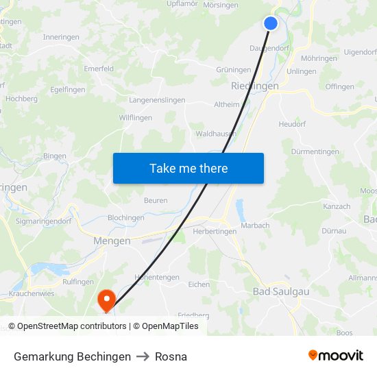 Gemarkung Bechingen to Rosna map