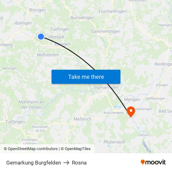 Gemarkung Burgfelden to Rosna map