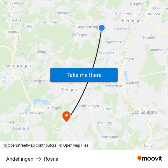 Andelfingen to Rosna map