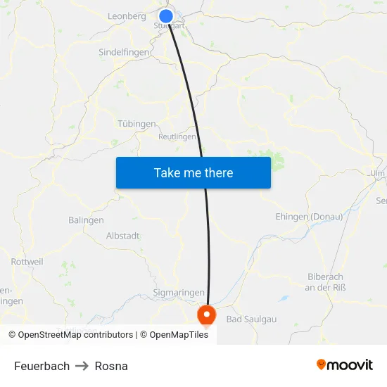 Feuerbach to Rosna map