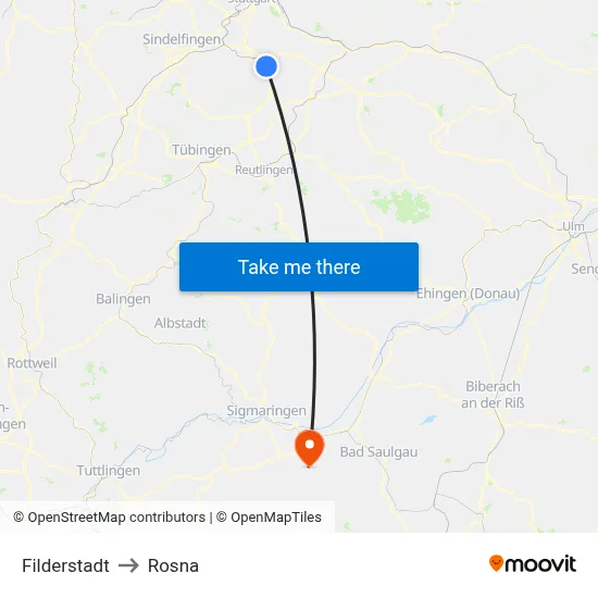 Filderstadt to Rosna map
