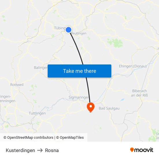 Kusterdingen to Rosna map