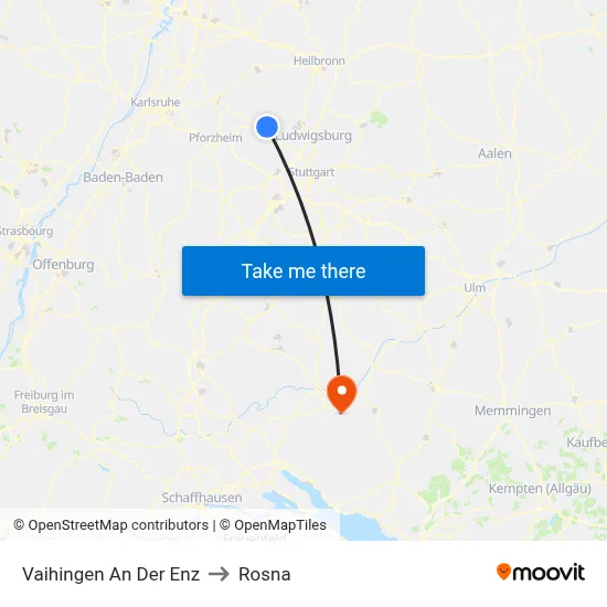 Vaihingen An Der Enz to Rosna map