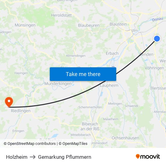 Holzheim to Gemarkung Pflummern map