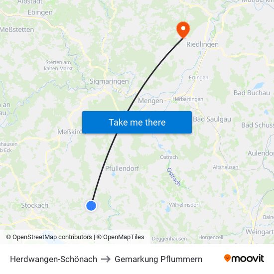 Herdwangen-Schönach to Gemarkung Pflummern map