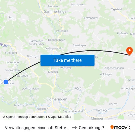 Verwaltungsgemeinschaft Stetten am Kalten Markt to Gemarkung Pflummern map