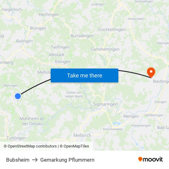 Bubsheim to Gemarkung Pflummern map