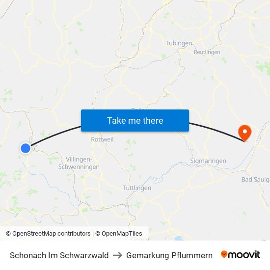 Schonach Im Schwarzwald to Gemarkung Pflummern map