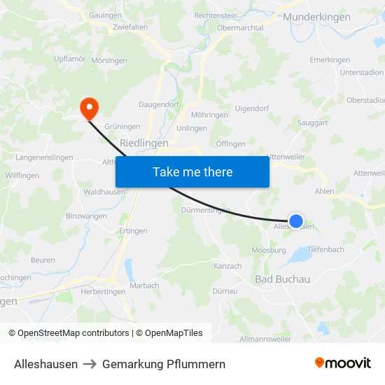 Alleshausen to Gemarkung Pflummern map