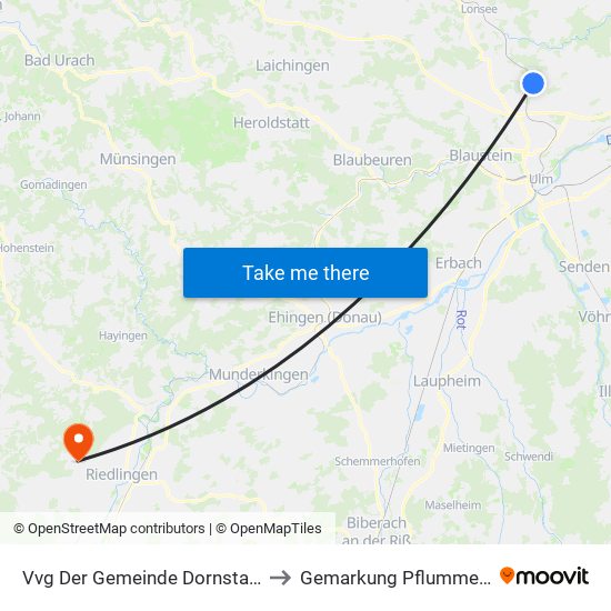 Vvg Der Gemeinde Dornstadt to Gemarkung Pflummern map