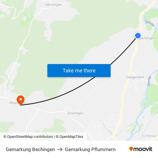 Gemarkung Bechingen to Gemarkung Pflummern map