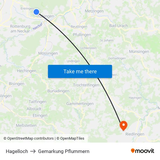 Hagelloch to Gemarkung Pflummern map