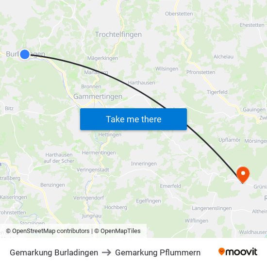 Gemarkung Burladingen to Gemarkung Pflummern map