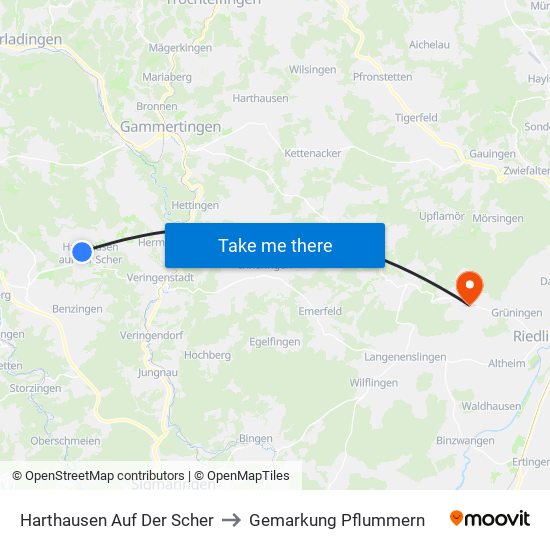 Harthausen Auf Der Scher to Gemarkung Pflummern map