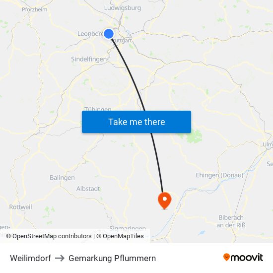 Weilimdorf to Gemarkung Pflummern map