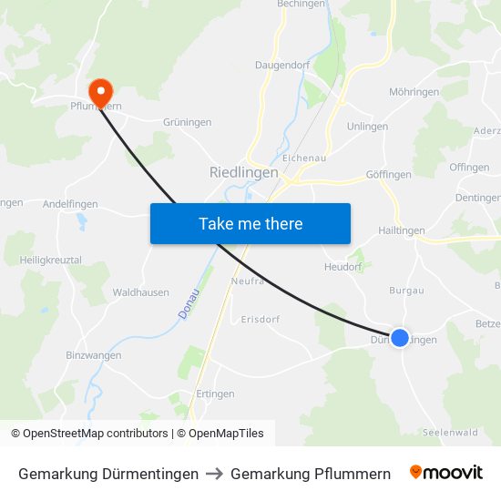 Gemarkung Dürmentingen to Gemarkung Pflummern map