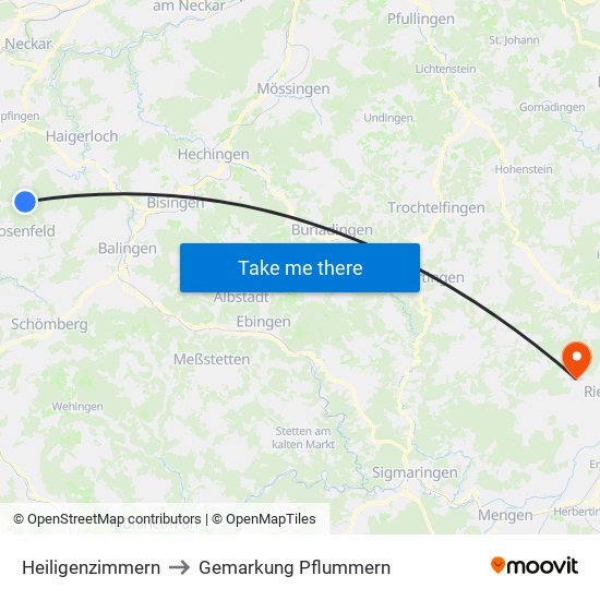 Heiligenzimmern to Gemarkung Pflummern map