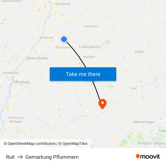 Ruit to Gemarkung Pflummern map