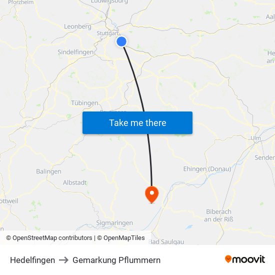 Hedelfingen to Gemarkung Pflummern map