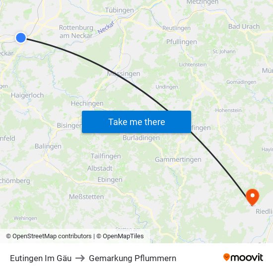 Eutingen Im Gäu to Gemarkung Pflummern map