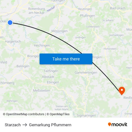 Starzach to Gemarkung Pflummern map