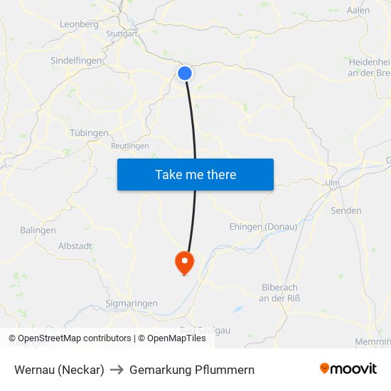 Wernau (Neckar) to Gemarkung Pflummern map