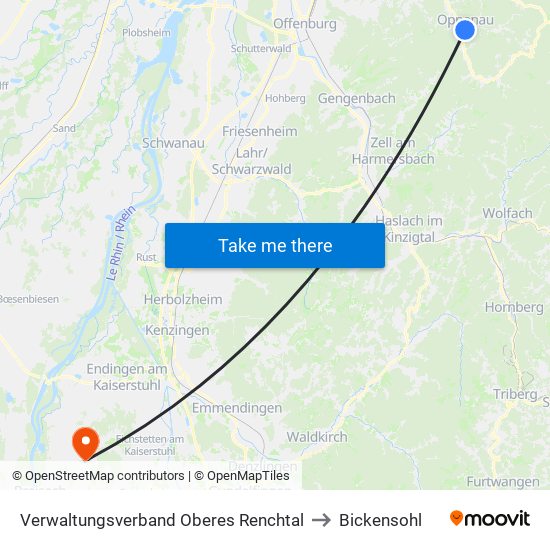 Verwaltungsverband Oberes Renchtal to Bickensohl map